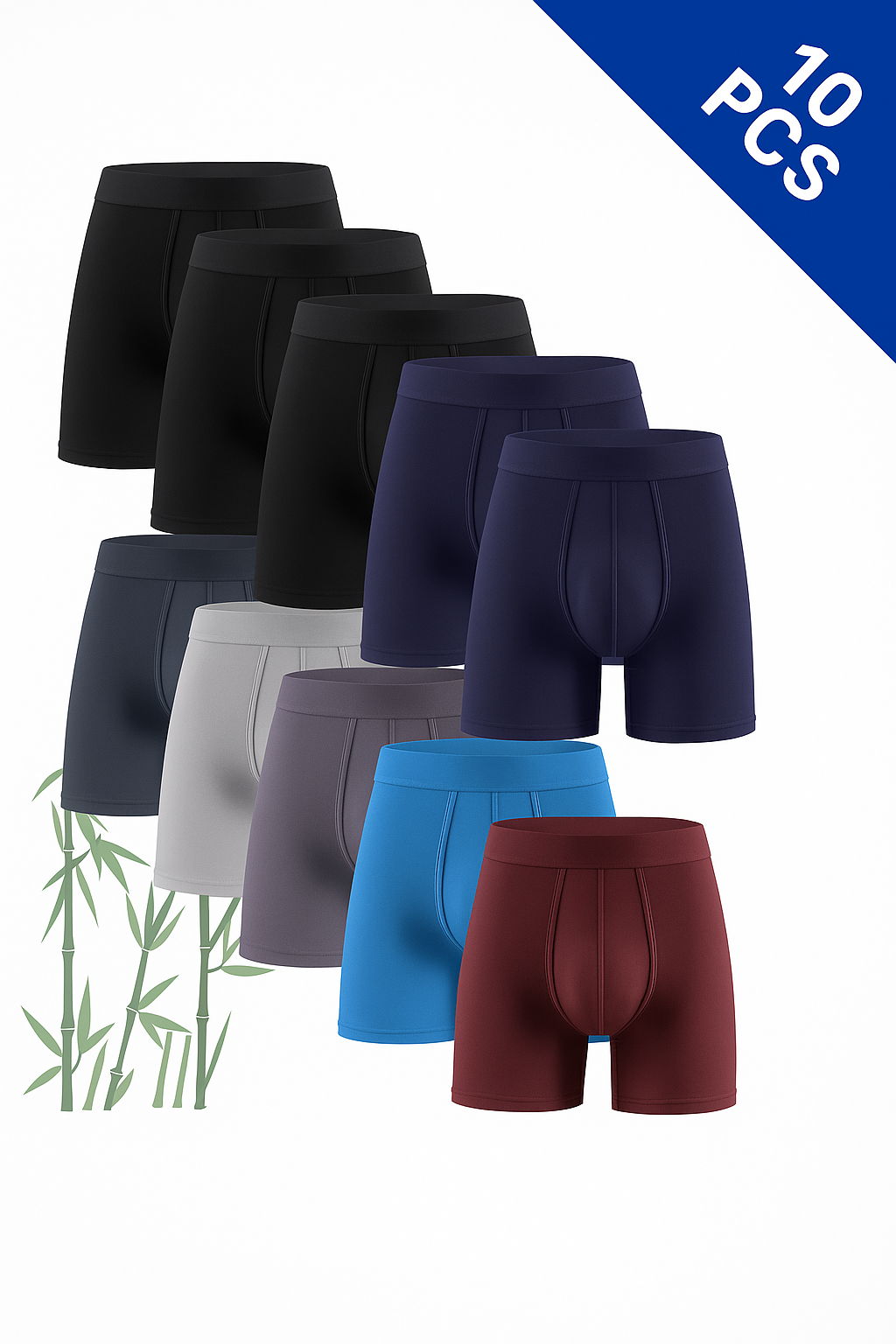10 Multi Pack - Bamboo Long Boxers